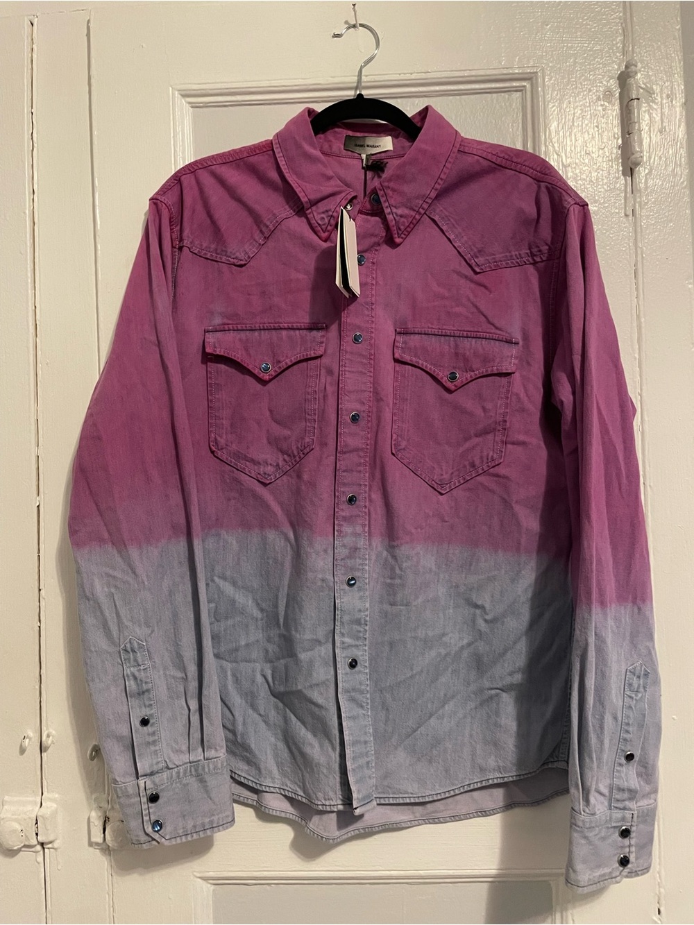 Isabel Marant Dip-Dyed Pink to Light Gray Button-Up Shirt